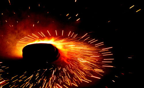 Firework display at night