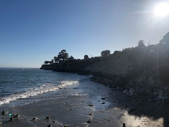 Scenic view of sea against clear sky