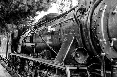 Abandoned train on railroad track