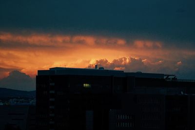 Buildings at sunset