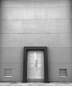 Closed door of building