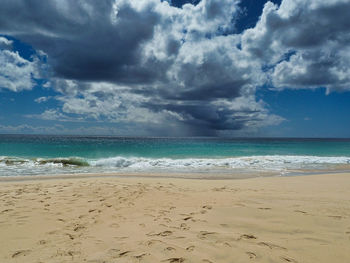 Scenic view of beach against sky