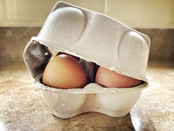Close-up of egg on table