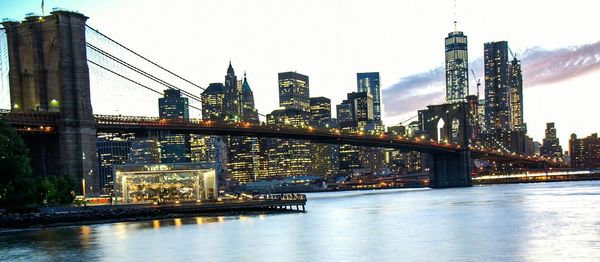 Suspension bridge over river