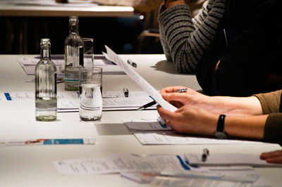 Close-up of man working on table