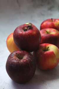 High angle view of apples on table