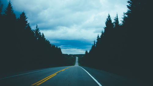 Panoramic view of road amidst trees against sky