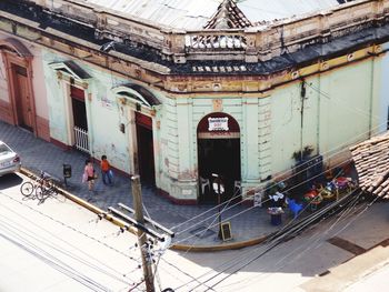 High angle view of people at railroad station platform