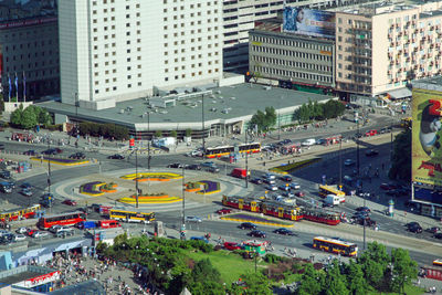 High angle view of traffic on city street