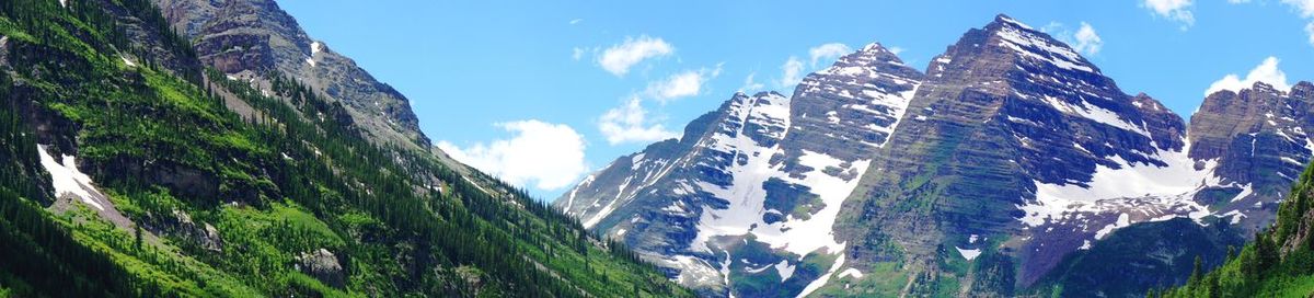 Low angle view of snowcapped mountain