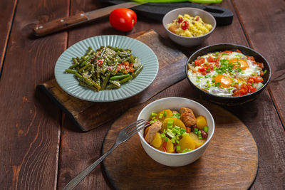 High angle view of food on table