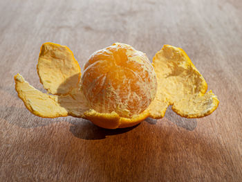 High angle view of lemon on table