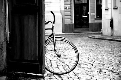 Bicycles parked on street