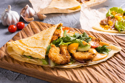 Close-up of food in plate on table