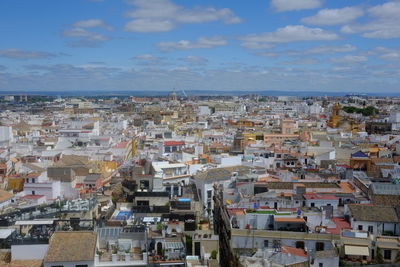 High angle view of townscape against sky