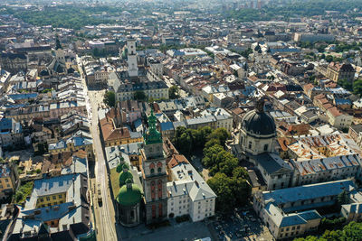 High angle shot of townscape