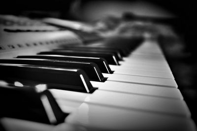 Close-up of piano keys