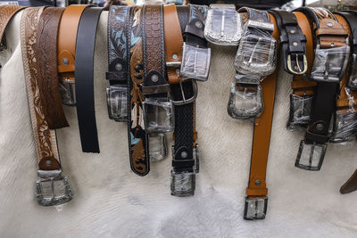High angle view of people walking on snow