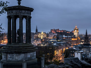 View of clock tower at night