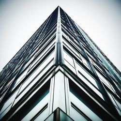 Low angle view of modern building against clear sky