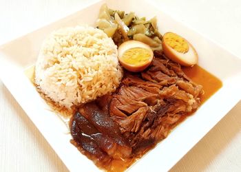 Close-up of meal served in plate