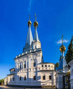 The main entrance to territory of the svyatogorsk lavra in ukraine, on a sunny summer morning