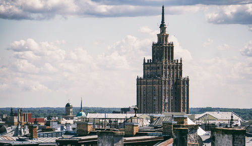 View of buildings against cloudy sky
