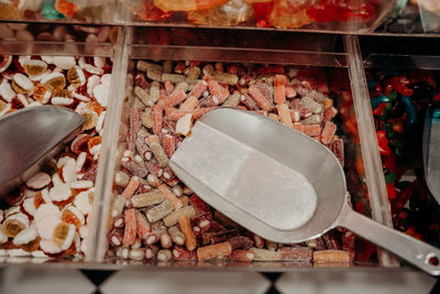 High angle view of food on table