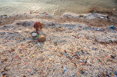 High angle view of stones