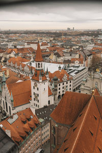 High angle view of townscape against sky