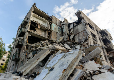 Low angle view of old building against sky