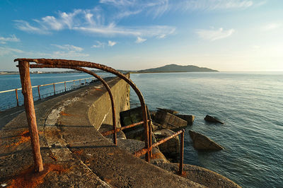 View of old boat in sea