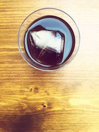 Directly above shot of drink on table