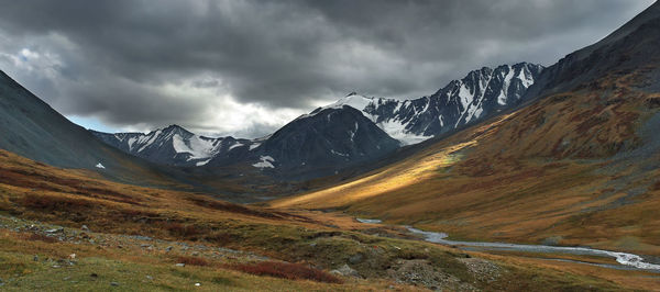 Scenic view of mountains against sky