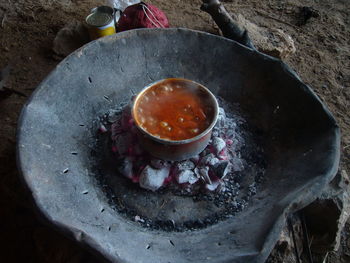 High angle view of food