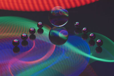 High angle view of bubbles in water