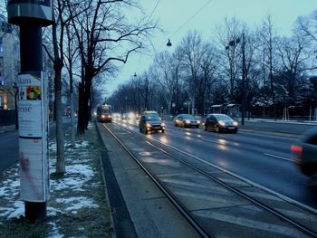 Cars on road in winter