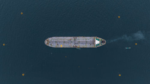High angle view of boats in sea