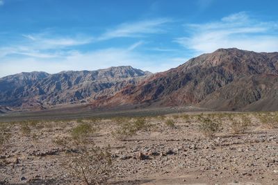 Scenic view of landscape and mountains against sky