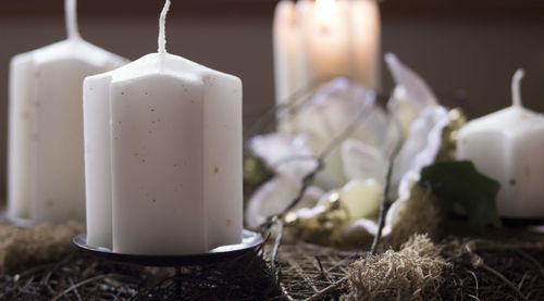 Close-up of candles