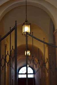 Low angle view of illuminated lamp