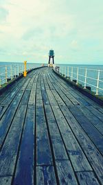 Rear view of man standing on pier