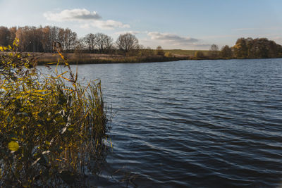Scenic view of lake against sky