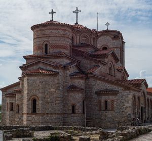 Low angle view of old building against sky