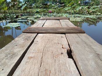 High angle view of pier on lake