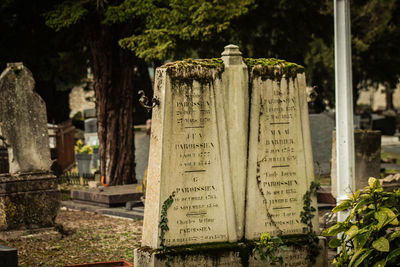 View of cross on cemetery