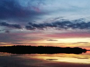 Scenic view of silhouette against sky at sunset