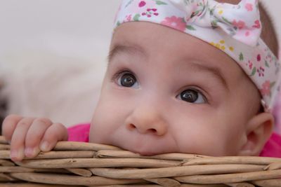 Close-up portrait of cute baby