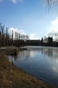 Scenic view of lake against sky