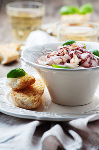 Close-up of food served in plate